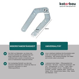 KOTARBAU Set of 2 Ladder Tape without Hooks Ladder Hinge Galvanised Hinge Stepladder Tape Silver Ladder Tape Opening 180 Degree Folding Ladder Tape Top Quality