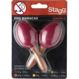 Stagg EGG-MA S/RD Plastic Egg Maracas Pair with Short Handle, Red