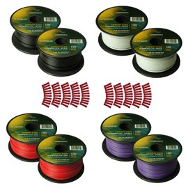 Harmony Audio Primary Single Conductor 18 Gauge Power or Ground Wire - 8 Rolls - 800 Feet - 4 Color Mix for Car Audio/Trailer/Model Train/Remote