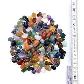 PURAJA Edelstein Set | Bunter Mix an natrlichen Trommelsteinen | Mischung aus echten Edelsteinen | Praktisch im bunten Stoffbeutel