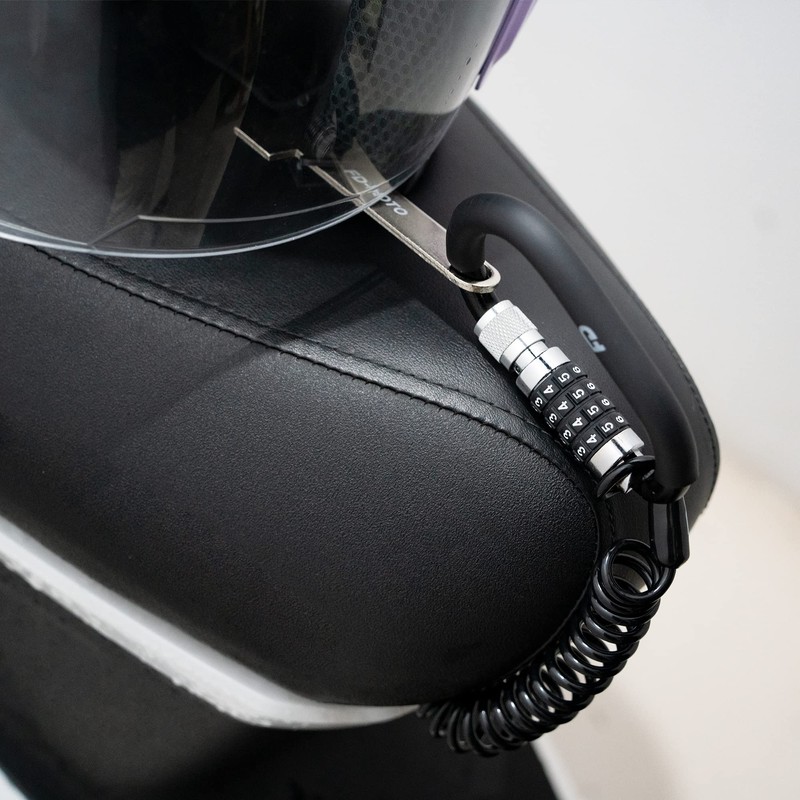 FD-MOTO Motorcycle Helmet D-Lock 4-Digit Security Bike Lock - Black,