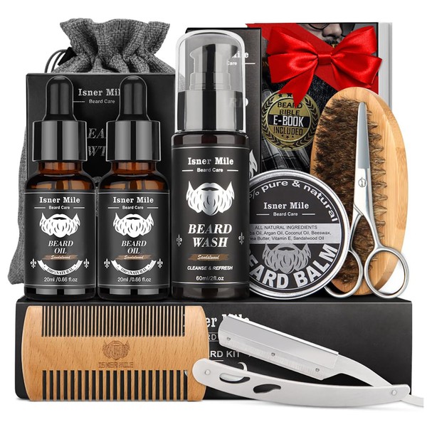 Isner Mile Beard Grooming Kit for Men: Trimming Sets with