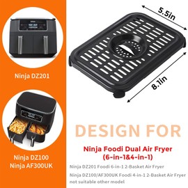 GWYXC Grillrost für Ninja Foodi AF300EU 6-in-1 7,6-Liter DualZone Heißluftfritteuse – Antihaft-Lebensmittelecht, Ersatzteil-Zubehör (Grillplatte/Knusperrost-Ablage), spülmaschinengeeignet