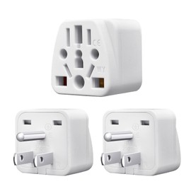 ZEROUS Adaptador de Viaje USA - Pack 3, Convierte EU/UK/AU/CN/JP a Americano, Cargador Universal Blanco, 3 Pines - para Smartphones y Portátiles