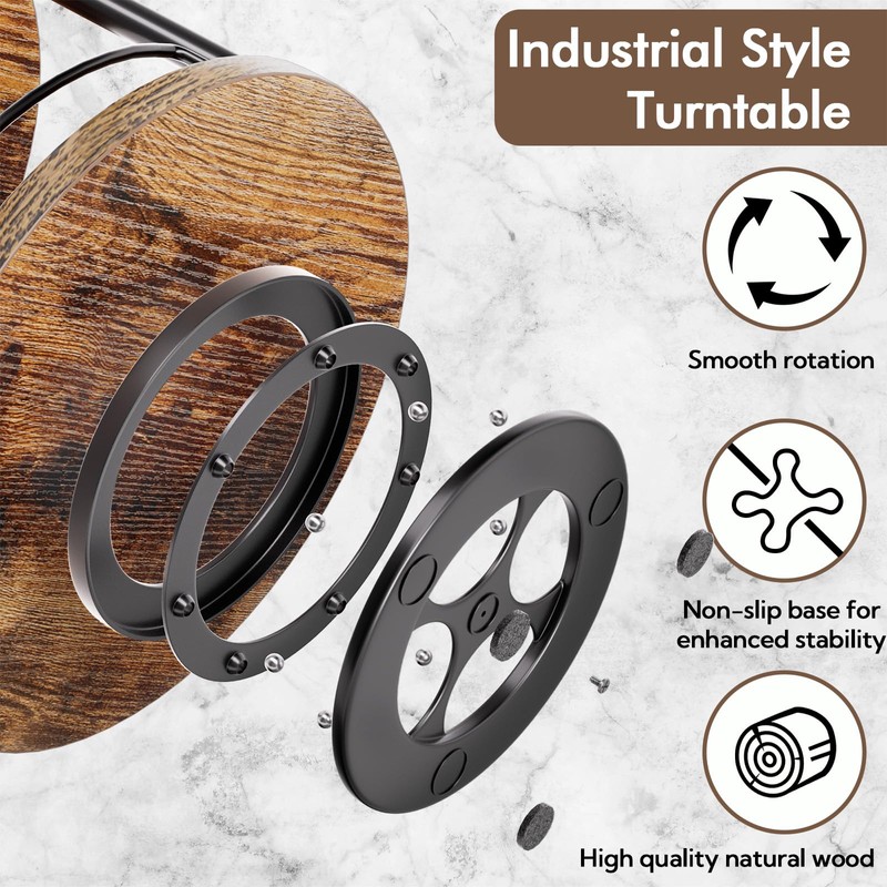 2 Pack 2 Tier Lazy Susan Organizer Wooden Rotating Spice