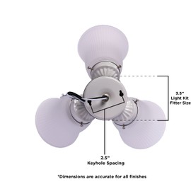Westinghouse Lighting 7784800 Three LED Cluster Ceiling Fan Light Kit, Antique Brass Finish with Frosted Ribbed Glass, 1 Pack, White