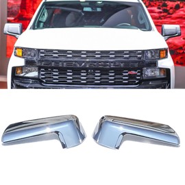 Abagael Chrome Mirror Cap Cover Trim Compatible with 2019 2020 2021 2022 2023 Chevy Silverado 1500 and GMC Sierra 1500 Accessories (Chrome)