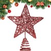 GXFCING Christmas Tree Topper Star Red Glitter Metallic Christmas Tree