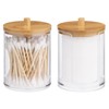 Navaris Cotton Bud Holders - 2 Stackable Clear Plastic Jars