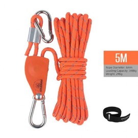 JtrM 6mm 5M Orange Camping Pulley Strap Stopper Fixed Rope Rope Tent Lanyard Length regulator