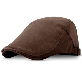 INNENS Mens Classic Newsboy Hat Solid Cotton Gatsby Cap Ivy Golf Driving Flat Cabbie - Color: brown