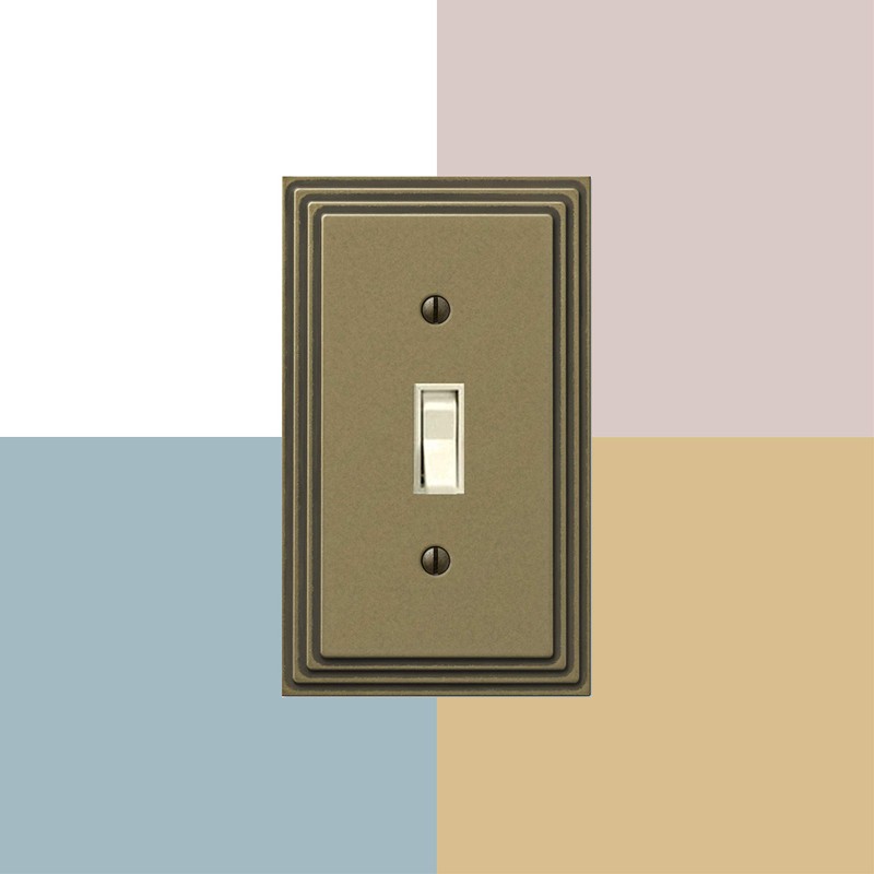 Amerelle Steps Single Blank Cast Metal Wallplate in Rustic Brass