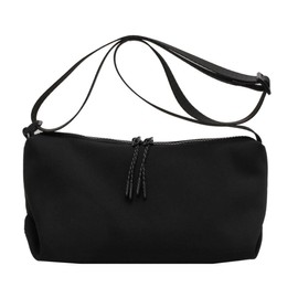 Beatus Women's Simple Compact Shoulder Bag, Supple Canvas Fabric, Black