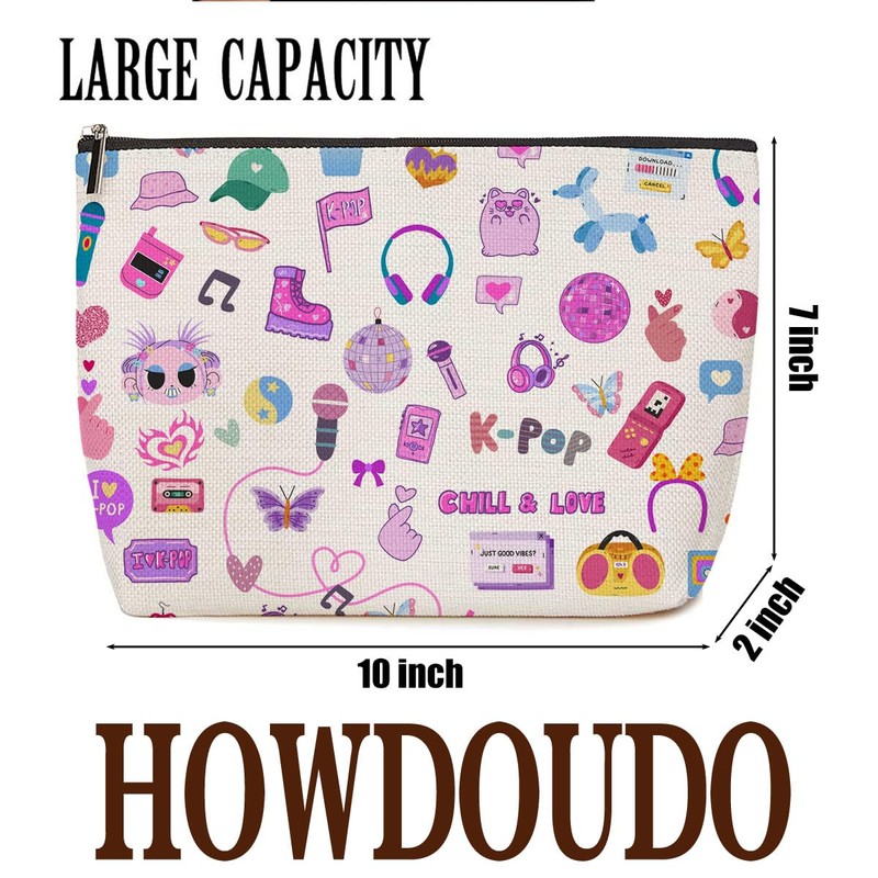 Lovdazzles K-Pop Theme Makeup Bag Cute Travel Cosmetic Bag