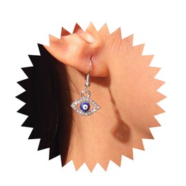 Allereya Vintage Crystal Devil Eye Hook Earrings Rhinestone Eye Drop Earrings Gold CZ Eye Dangle Earrings Sparkling Devil Eye Stud Earrings Jewellery for Women and Girls (Gold), Zinc, No Gemstone