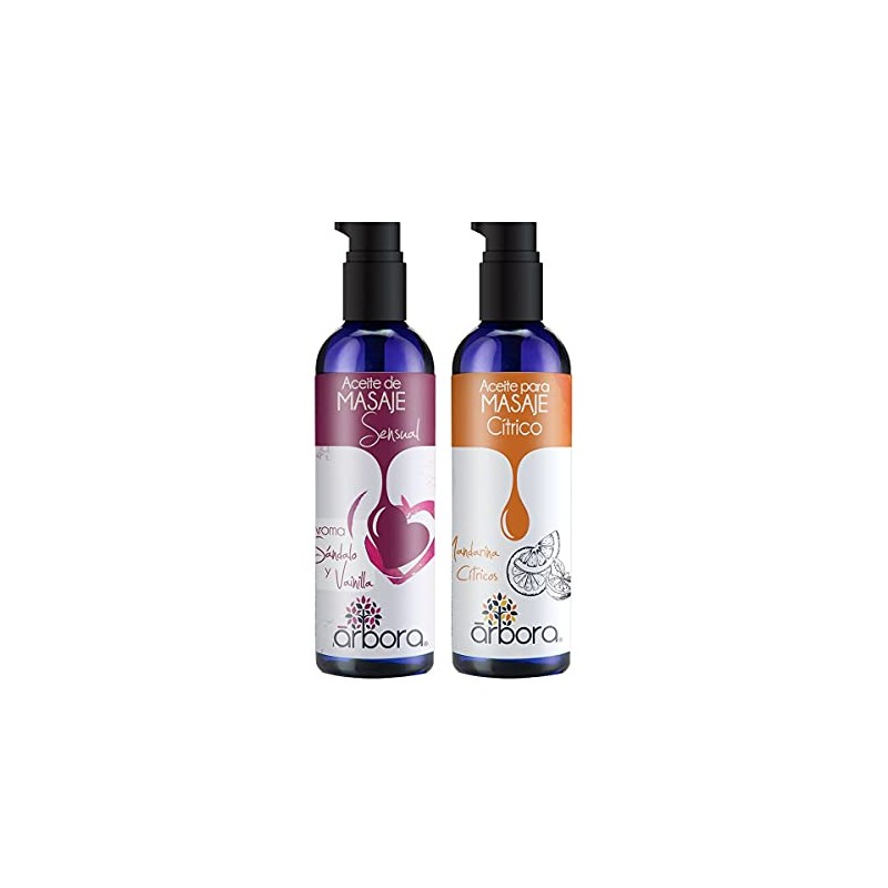Árbora 2 Pack Aceites de Masaje Aroma Cítrico + Vainilla,