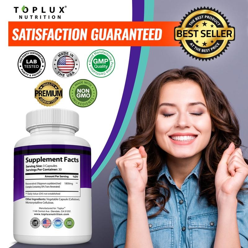 Resveratrol Supplement 1800mg Natural Antioxidant
