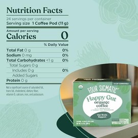 Four Sigmatic Four Sigmatic Happy Gut Organic Coffee Pods | Medium Roast Probiotic K Cups with Chaga and Turkey Tail | Immune Boosting, Probiotic Mushroom Coffee K Cups for Gut Health and Immune Support | 24 Count