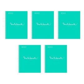 Miquel Rius Case of 5 M Emotions 1 Subject Notebooks, Lined 11" x 8.5", 80 Sheets Heavy Weight Paper, 3 Hole Punched, Micro-Perforated, Turquoise Board Cover