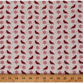 Moda Fabrics Cotton Christmas Seasonal Birds Cardinals Snowflake Fabric Print by Yard D504.68
