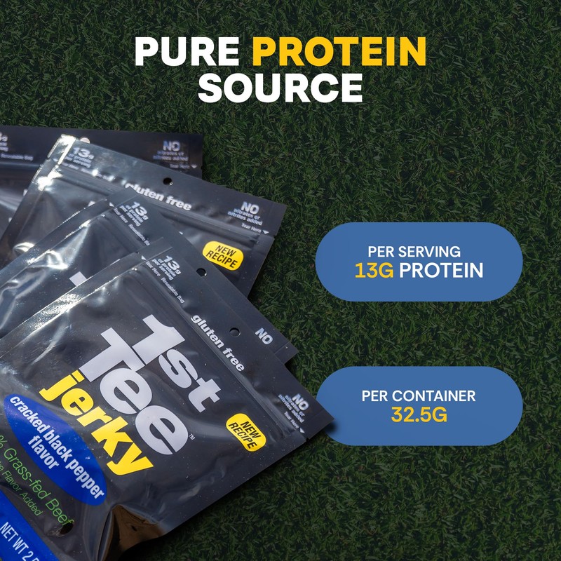 1st Tee Cracked Black Pepper Beef Jerky made with grass-fed