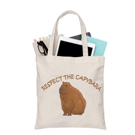 BDPWSS Capybara Tote Bag Cute Capybara Gift Respect The Capybara Canvas Shoulder Bag For Capybara Lover Wildlife Theme Gift (respect capybara TGCA)