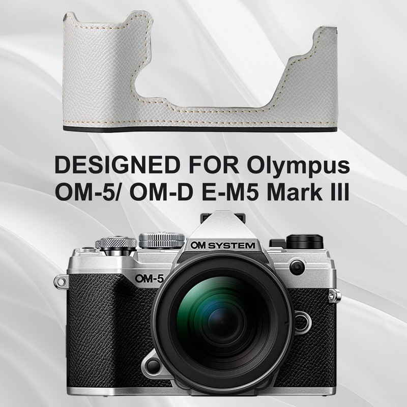 Rieibi PU Leather Half Case for Olympus OM-5/Olympus OM-D E-M5