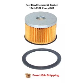 DBG Ventures For 1955-1957 GM Car or Truck Glass Bowl Fuel Filter Element & Gasket FREE SHIP