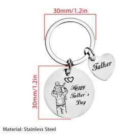 Bifarde Dad Keychain from Daughter -'Happy Father’s Day'- Funny Engraved Stainless Steel Keyring Presents for Daddy Birthday Fathers Day Thanksgiving Christmas (Silver)
