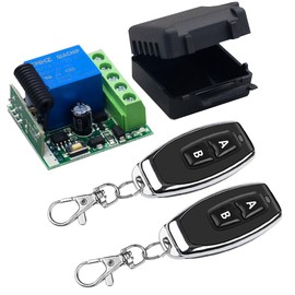 QIACHIP DC 12 V Wireless Switch with Remote Control 433 mHz, Wireless Relay 1 Channel Momentary Switch, Transmitter Receiver Universal Handheld Transmitter for Garage Door DIY Remote Control