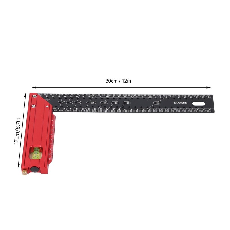 12 Inch Combination Framing Square Carpenter Square, 5°-90° Woodworking T