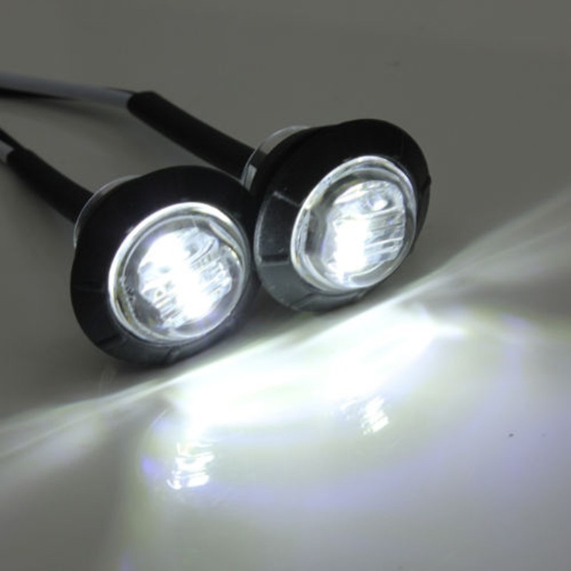 Ricoy 3/4" Round White LED Front Rear Side Marker Indicators
