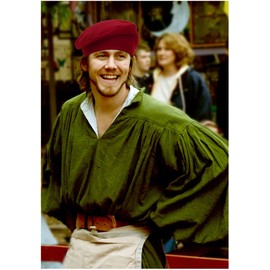 PROCOS Medieval Beret Hat Renaissance Painter Cap Classic Cotton Costume Accessories for Men Women (red)