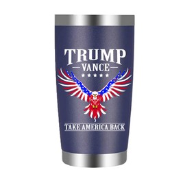 BestSyracuse TRUMP VANCE Take America Back Eagle MAGA 45 President 20 oz Insulated Tumbler Black Navy Blue (Black)