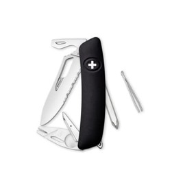 Navaja suiza Original Single Hand SH04 TR-TT Wavy Edge, 12 funciones, negro, Swiza