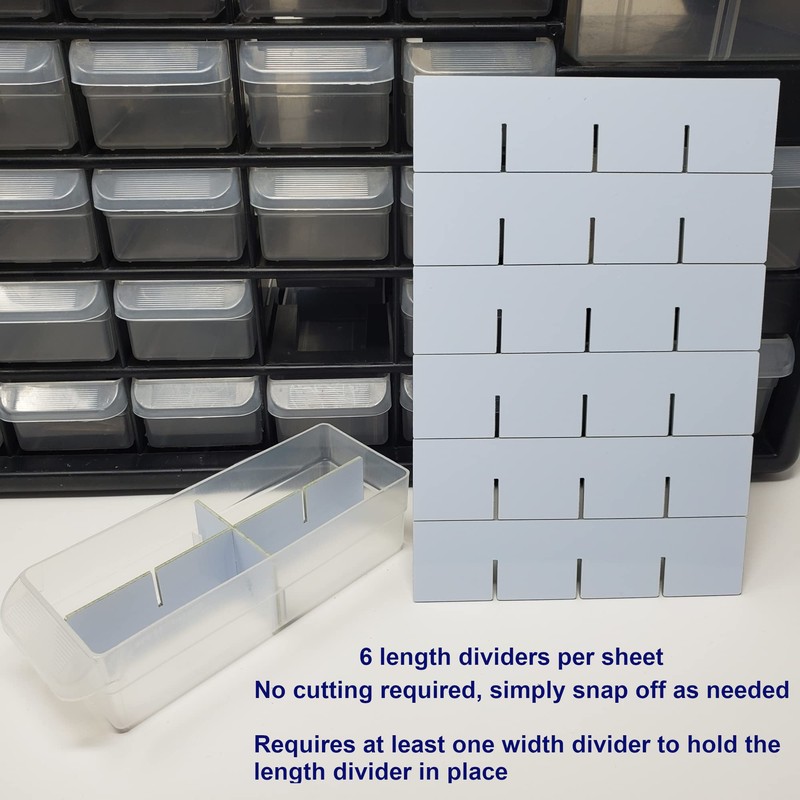 (6-Pack) Akro-Mils Storage Bins Compatible, Small Drawer Configurable Length Dividers