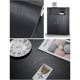 tiltil Black Wood Peel and Stick Wallpaper Wood Contact Paper 11.8"×78.8"