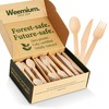 Weemium Disposable Wooden Cutlery Set - 300 Count (100 Forks,