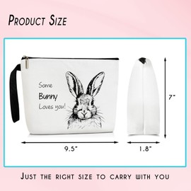 Canvas Makeup Bag for Women, Some Bunny Loves You Bunny Bag Cute Makeup Pouch Cosmetic Bag Travel Essential Zipper Bag, Pencil Bag Toiletry Bag Bunny Lovers Gift for Daughter Mom Friends Bestie -M007