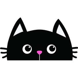 Cute Silly Peaking Black Kitty Cat Cartoon Vinyl Sticker (2" Tall, Head Face)