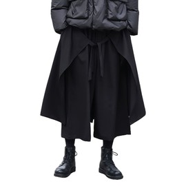 AITFINEISM Men's Casual Skirt Pants Loose Wide Leg Harem Pant Japanese Harajuku Kimono Trousers (XX-Large, Black 6)