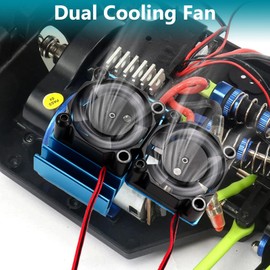 VXL-3s ESC Cooling Fan and Motor 15000RPM Cooling Dual Fan Set Fit for 1/10 Traxxas Slash 4x4 Stampede 4x4 VXL Rustler 4x4 Hoss 4×4 Velineon VXL-3s Heat Sink,Blue