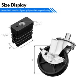 Grillflame G408-0036-W1 G515-0082-W1 Grill Caster Wheel Replacement Parts for Charbroil Wheel 463243518 463342119 463240115 Locking Caster Wheels Caster Socket Set Gas Grill Leg Parts, Pack of 1