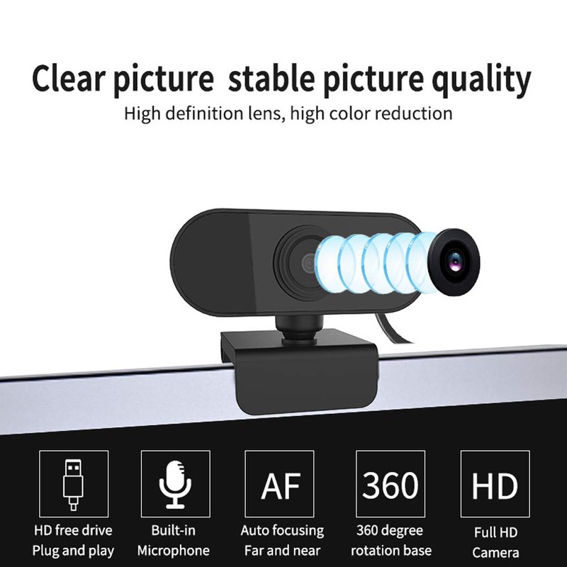 Dpofirs HD 1920x1080 High Resolution Webcam with Built-in Microphone, USB