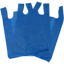 AMD Nexus Blue Large Plastic Carrier Bags - Heavy Duty Vest Style - 11 x 17 x 21 Inches - Pack of 100