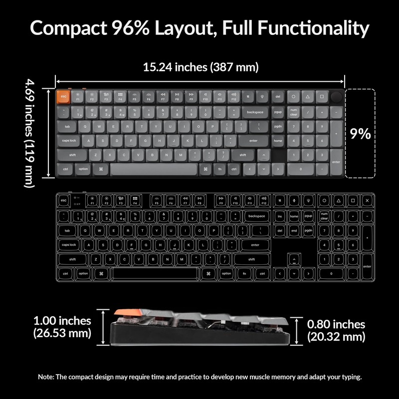 Keychron K17 Max 96% Layout QMK/Launcher Ultra-Slim Wireless/Type-C Wired Mechanical
