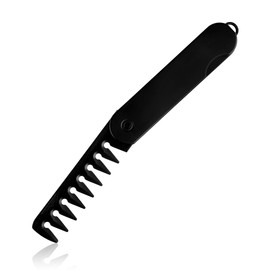 Lotsdonxia 2-in-1 Folding Pocket Comb for Men – Lightweight Double Fine and Wide-Toothed Travel Comb in A Compact Flip Design for Combing Hair, Beard and Moustache (Black)