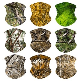VCZUIUC Headwear Bandana Head Wrap Face Scarf Mask Neck Warmer Balaclava for Sports (Medium (Quick Dry), 9pcs Leaves)