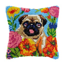 bositigo Dog Latch Hook Pillow Kit for Adults & Kids, DIY Pre-Printed Canvas Craft, 17x105 Inch Decorative Cover for Sofa Cushions, Bedroom Decor (Dog Pattern 89)