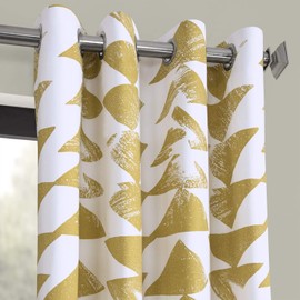 HPD Half Price Drapes PRTW-D35-108-GR Grommet Printed Cotton Twill Curtain (1 Panel), 50 X 108, Triad Gold